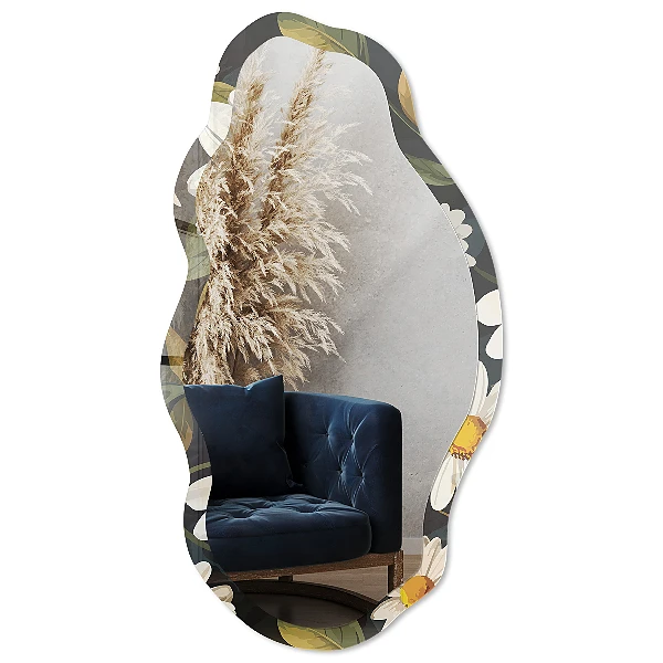 Irregular printed mirror Daisies nature