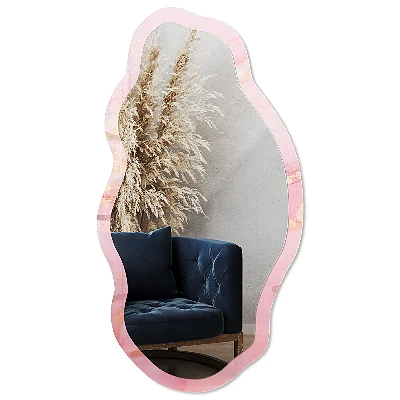 Asymmetric mirror with printed frame Pink dream