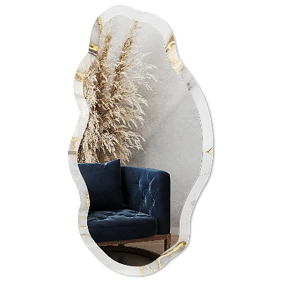 Irregular mirror with printed frame Marble elegance