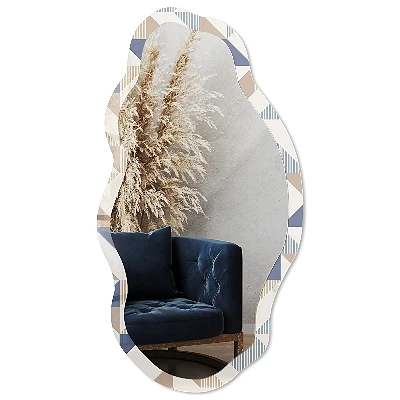 Irregular mirror with printed frame Geometric lines
