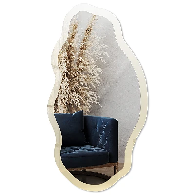 Irregular mirror with printed frame Cream gradient