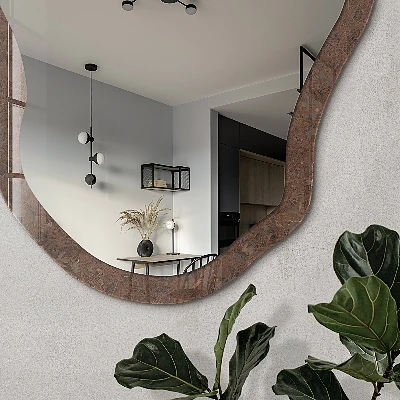 Asymmetric mirror with printed frame Autumn carpet