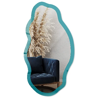 Irregular printed mirror Cool turquoise