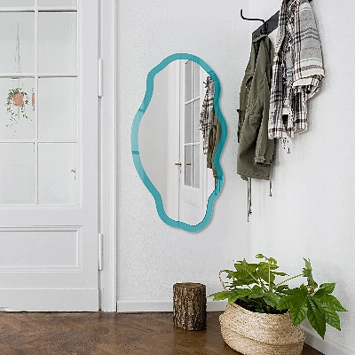 Irregular printed mirror Cool turquoise