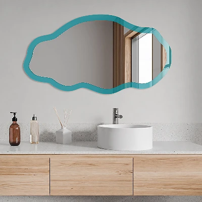 Irregular printed mirror Cool turquoise