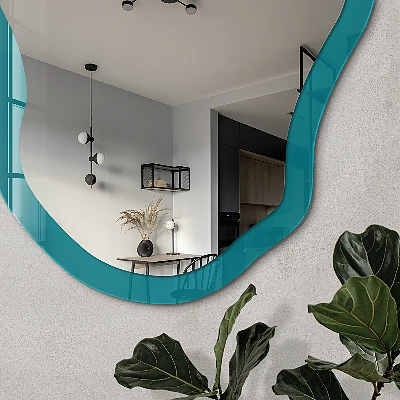 Irregular printed mirror Cool turquoise