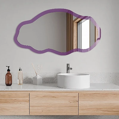 Irregular mirror with printed frame Strong purple