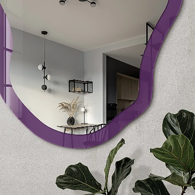 Irregular mirror with printed frame Strong purple