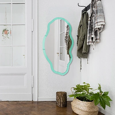 Irregular mirror with printed frame Strong mint