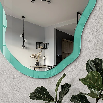 Irregular mirror with printed frame Strong mint