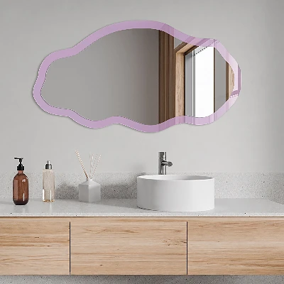 Asymmetric mirror with printed frame Light purple