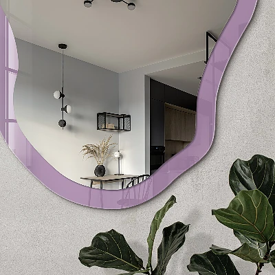 Asymmetric mirror with printed frame Light purple