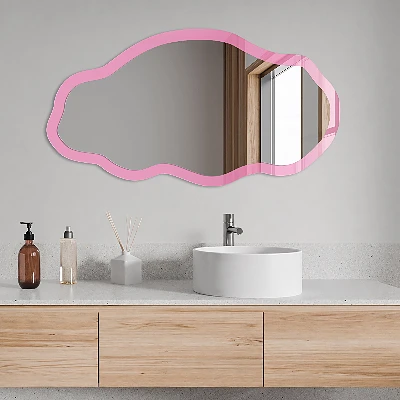 Asymmetric mirror with printed frame Cool pink