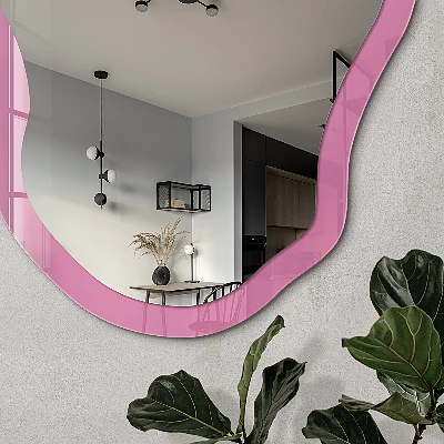 Asymmetric mirror with printed frame Cool pink