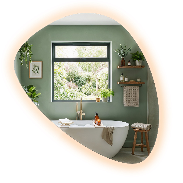 Irregular egg-shaped mirror Wall-mounted LED backlighting