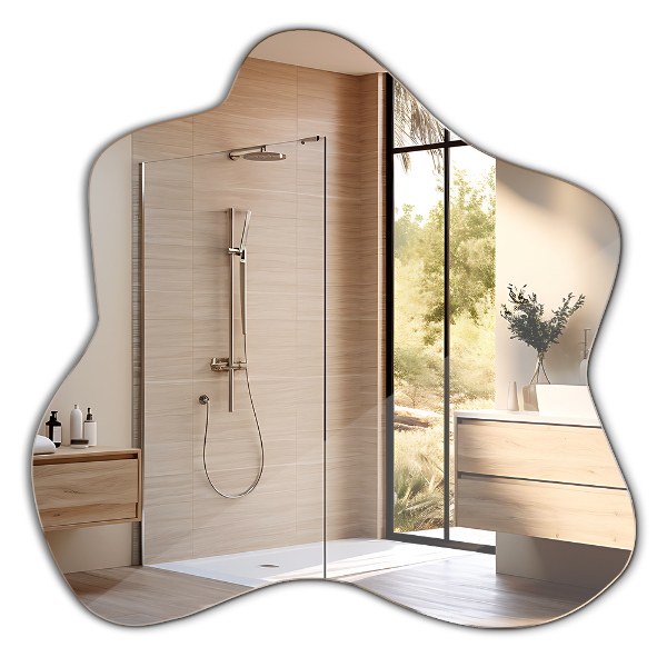 Asymmetrical mirror with stain-resistant finish