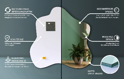 Asymmetrical mirror with stain-resistant finish