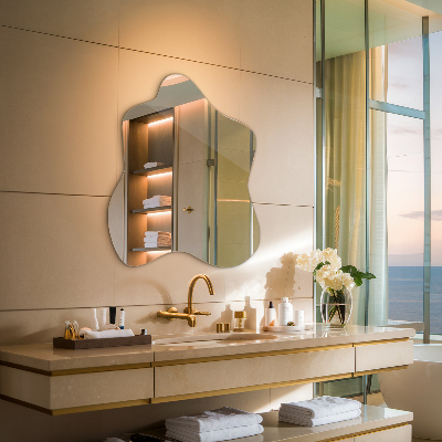 Asymmetrical mirror with stain-resistant finish