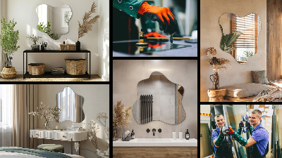 Asymmetrical mirror with stain-resistant finish