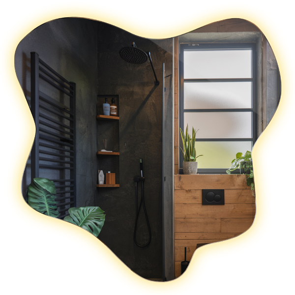 Mirror with LED backlit splash feature