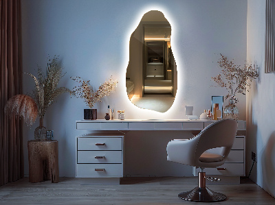 Organic shape led backlit mirror original add-on