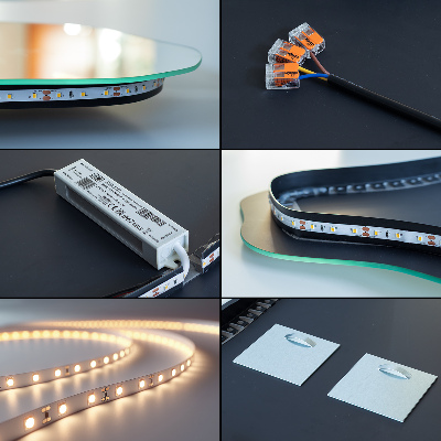 Organic mirror with led lights unique