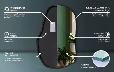 Organic mirror with led lights unique