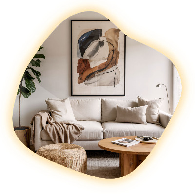 Irregular shaped lighted mirror unique