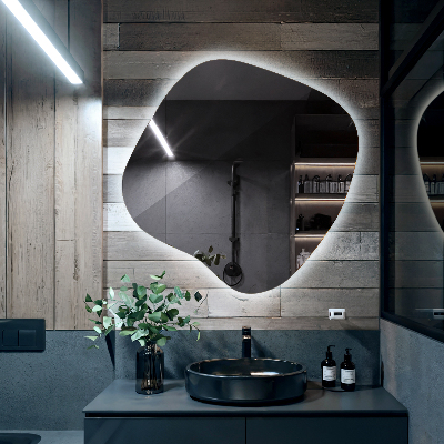 Irregular shaped lighted mirror unique