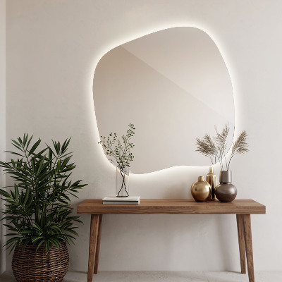 Irregular shaped lighted mirror unique