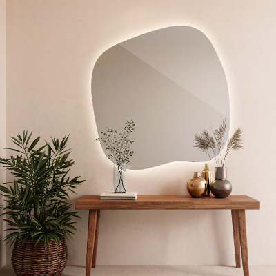 Irregular shaped lighted mirror unique