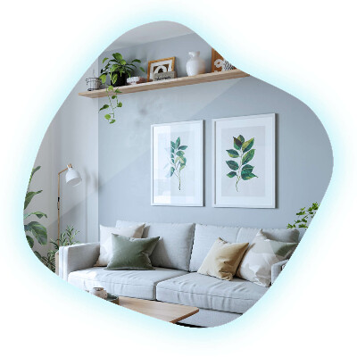 Irregular shaped lighted mirror unique