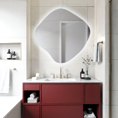 Irregular shaped lighted mirror unique