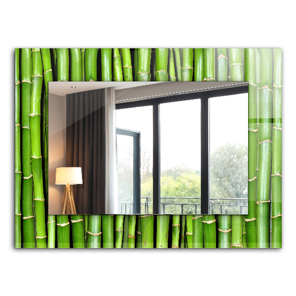 Mirror frame with print Green bamboo stalks