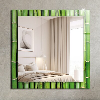 Mirror frame with print Green bamboo stalks