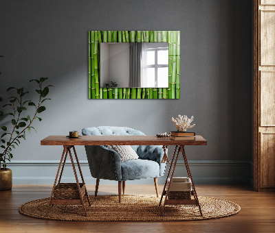 Mirror frame with print Green bamboo stalks