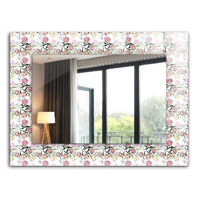 Mirror frame with print Floral pattern