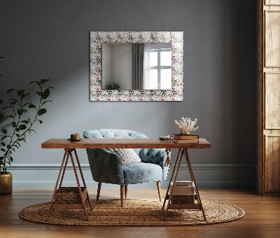 Mirror frame with print Floral pattern