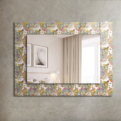 Mirror frame with print Colorful butterfly flowers