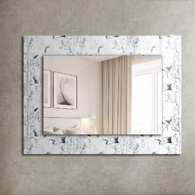 Wall mirror design Cranes and bamboos