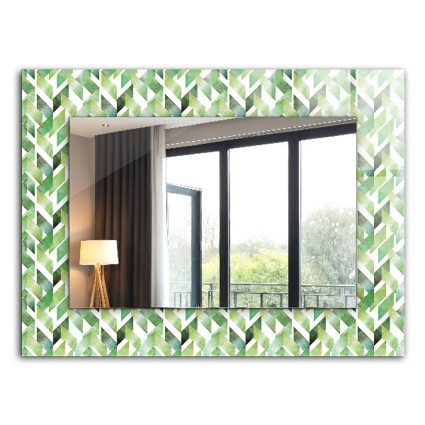 Decorative mirror Green geometric pattern