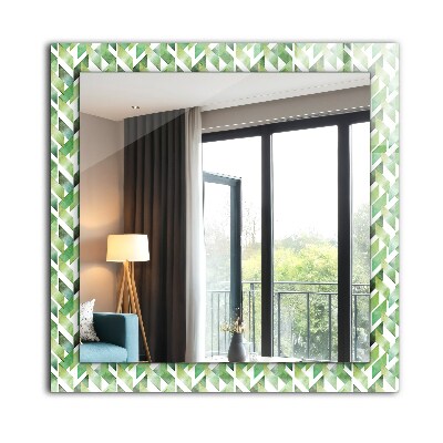 Decorative mirror Green geometric pattern