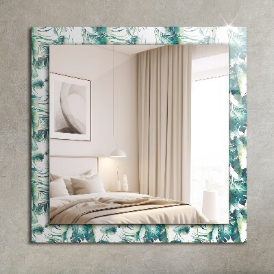 Decorative mirror Green tropical leaves