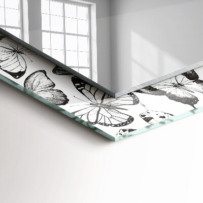 Mirror frame with print Black and white butterflies