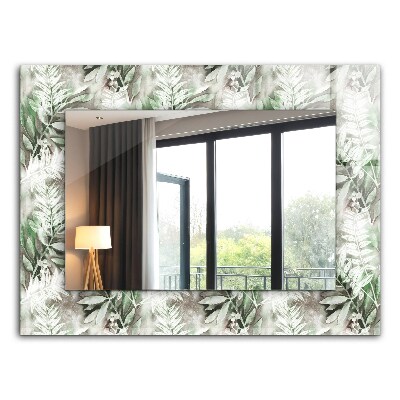 Wall mirror design Green leaves pattern