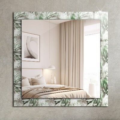 Wall mirror design Green leaves pattern