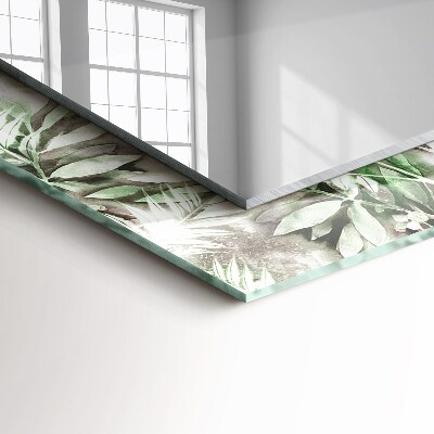 Wall mirror design Green leaves pattern