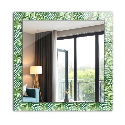 Mirror frame with print Green palm leaves