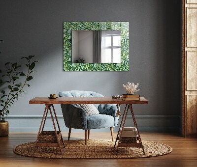 Mirror frame with print Green palm leaves