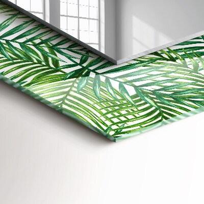 Mirror frame with print Green palm leaves